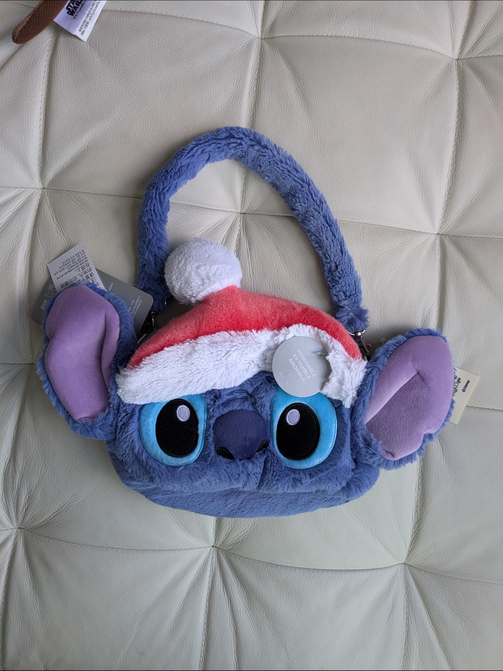 Disney Stitch Plush Holiday Purse With Removable Santa Hat